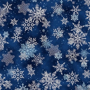 Snowflakes, Midnight Blue and Silver Metallic