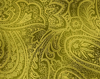 Radiant Paisley,Green & Gold