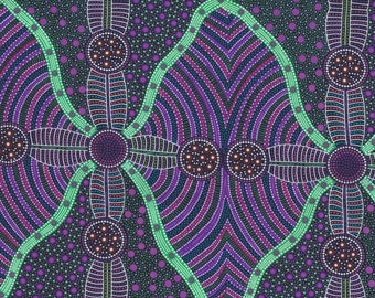Cross Seeds Purple, An Authentic Aboriginal Fabric