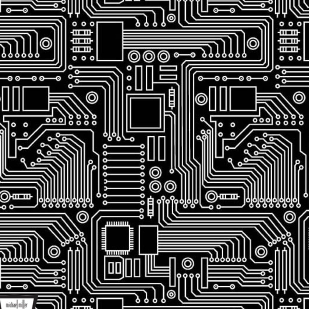 Circuit Board, White on Black Etsy