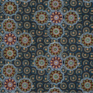 Ladies Collect Wild Fruit Blue, An Authentic Aboriginal Fabric