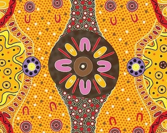 Women's Business, Gold, An Authentic Aboriginal Fabric