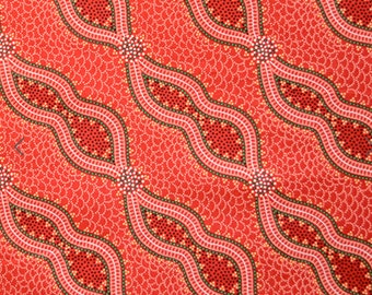 Bush Spinifex Tango Red,  An Authentic Aboriginal Fabric