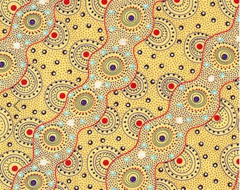 Bush Dreamings of Utopia Yellow,  An Authentic Aboriginal Fabric.