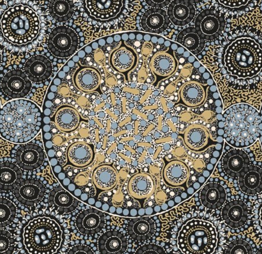 Patchwork Quilting Sewing Fabric Aboriginal Fresh Life After Rain 50x55cm FQ New Patchwork Quilting Sewing Fabric Aboriginal Fresh Life After Rain 50x55cm FQ New