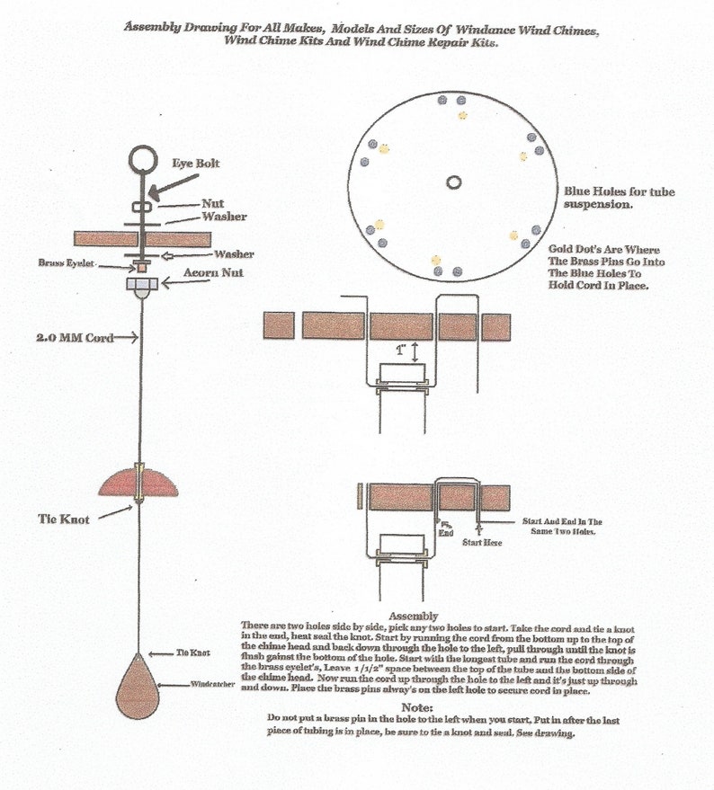 5 tube wind chime repair kit for 3/4 up to 1 O.D. Etsy
