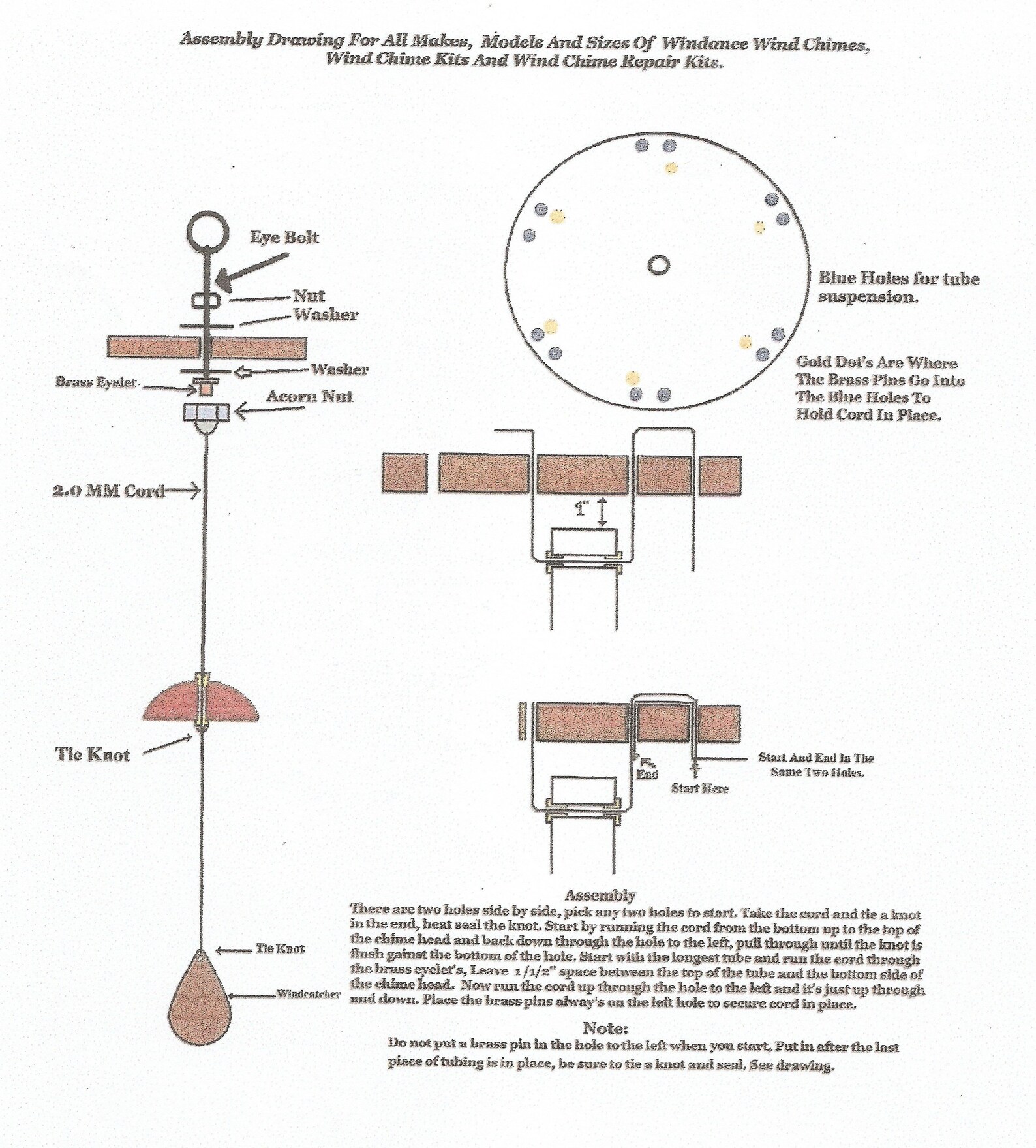 6 Tube wind chime repair kit for 3/4 up to 1 1/4 Etsy