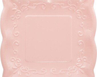 pink paper plates etsy