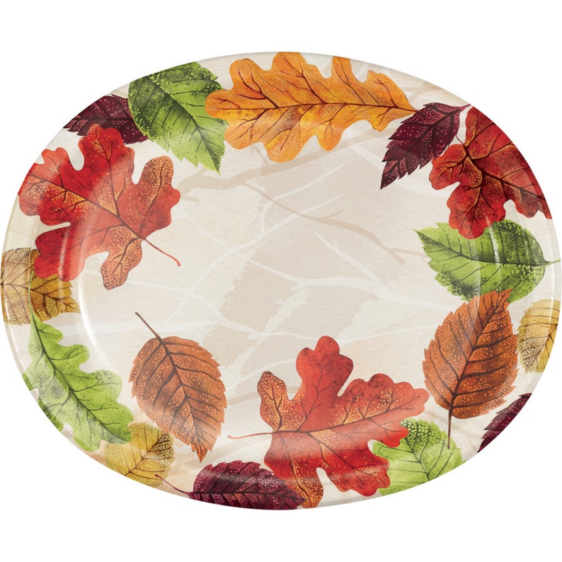 96 Extra Sturdy Paper Plates Fall Leaves Oval 12 X Etsy