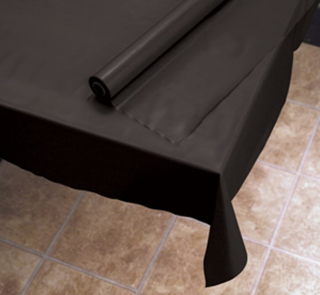 Extra Wide Black Banquet Table Cover Roll 54 in X 150 Ft Cut to Fit