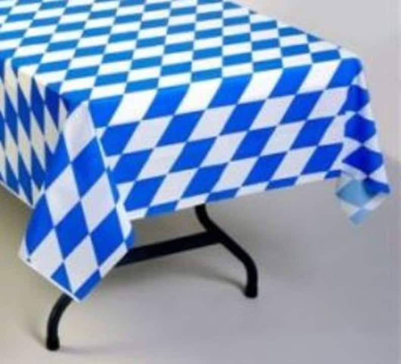 German Oktoberfest 100 ft. Bavarian Blue Diamond Plastic Banquet Tablecover Roll Beer Fest Polka Party SHIPPING INCLUDED image 2