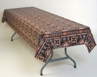 Round Tablecloth Mid Century Polynesian Tiki Tapa Hawaii Hawaiian Cotton Sateen Round Tablecloth Mid Century Polynesian Tiki Tapa Hawaii Hawaiian Cotton Sateen