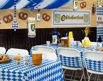Oktoberfest Bavarian Blue Diamond Tablecloth Roll 40" x 100' 