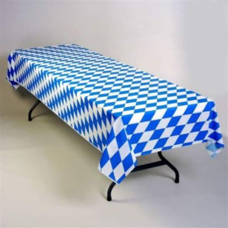 German Oktoberfest 100 ft. Bavarian Blue Diamond Plastic Banquet Tablecover Roll Beer Fest Polka Party SHIPPING INCLUDED image 3