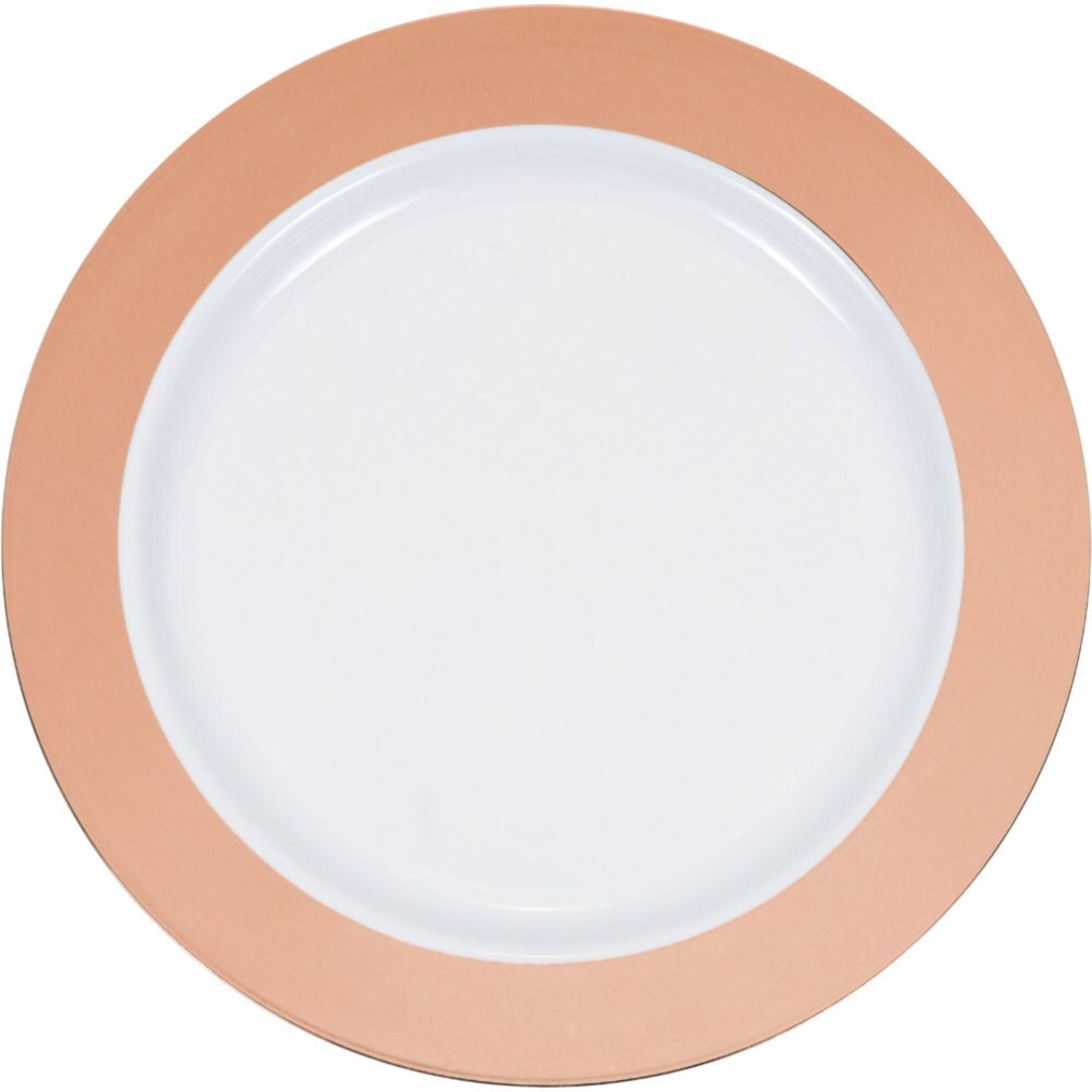 120 Metallic Rim Plastic Plates ~ ROSE GOLD ~ 3 Sizes! Buffets ...