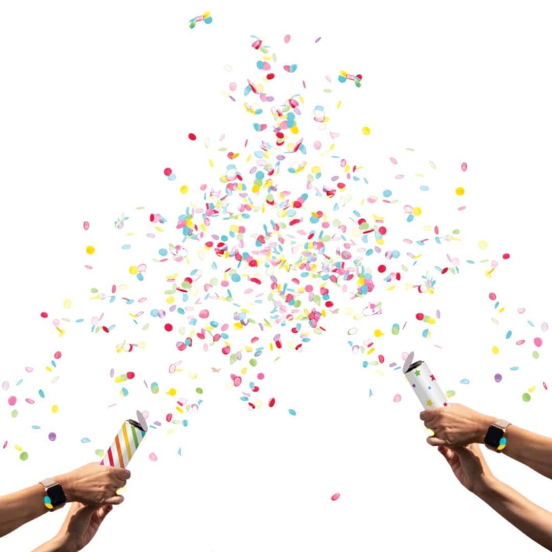 12 inch Confetti Cannons Multicolor | Biodegradable Confetti & Air Powered  | Launches 20-25ft | Celebrations, New Year's Eve, Birthdays and Weddings