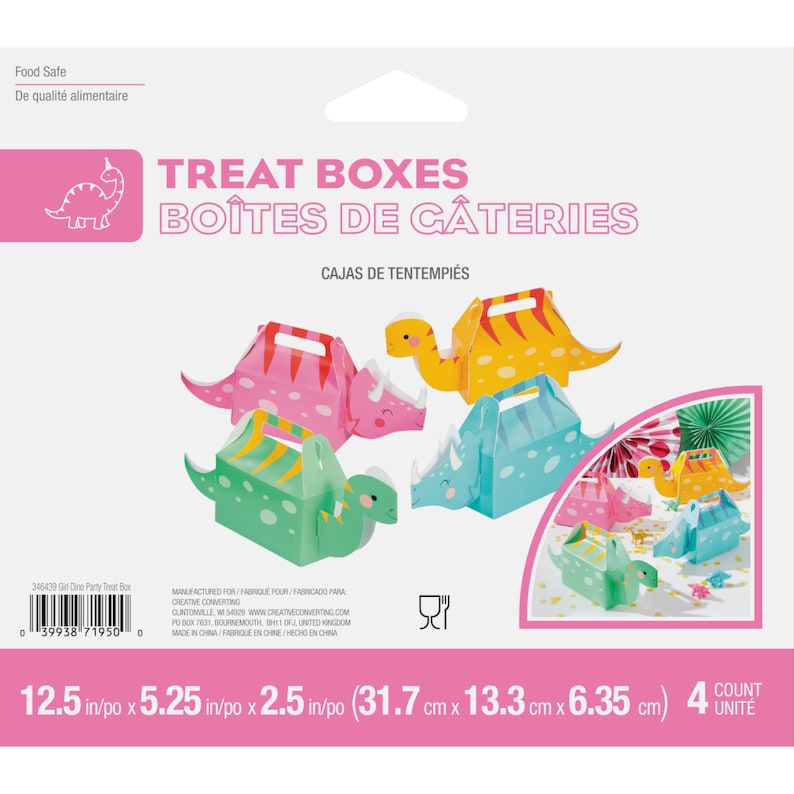 Pack 24 Pastel Dinosaur Favor Boxes Girls Birthday School Dino Favors treat box image 4