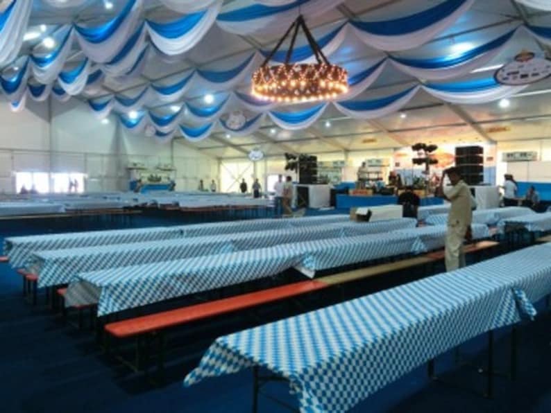 German Oktoberfest 100 ft. Bavarian Blue Diamond Plastic Banquet Tablecover Roll Beer Fest Polka Party SHIPPING INCLUDED image 5