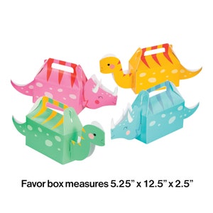 Pack 24 Pastel Dinosaur Favor Boxes Girls Birthday School Dino Favors treat box image 2