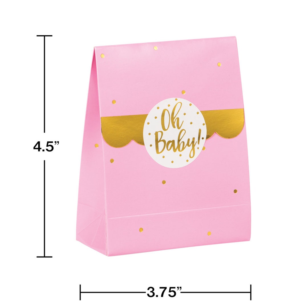 32 Pink & Gold Baby Girl Shower Favor Bags With Foil Stickers OH BABY