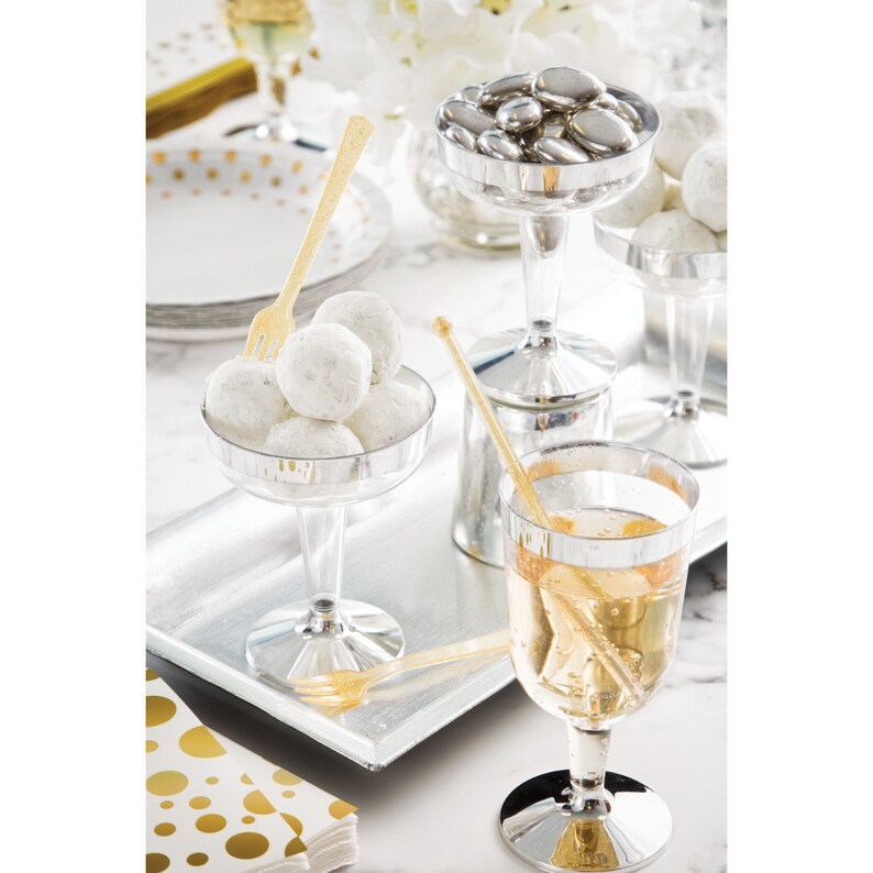 96 Silver Rim Plastic 6 oz. Wine Glasses Goblets Weddings Etsy