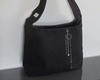 Canvas and Cotton Black and Gray Bag with Petroglyph art work by Kult Designs, gift for mom daughter sister