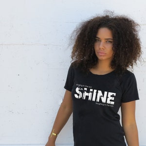 Women&#39;s Short Sleeve &quot;SHINE&quot; Graphic Black T-Shirt by Kult Designs-Alternative Apparel- gift for sister daughter