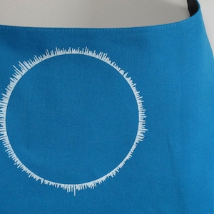 Canvas and Cotton Turquoise and Navy Bag with  &quot;Here Comes the Sun&quot; Sound wave by Kult Designs, gift for mom daughter sister