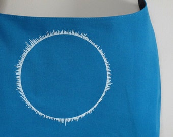 Turquoise Canvas Tote Bag, Beatles Soundwave Design