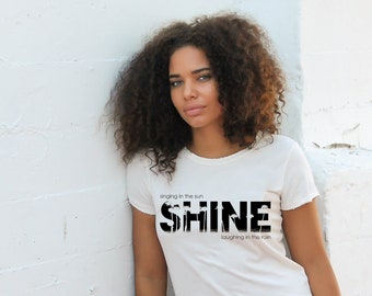 Women's Short Sleeve "SHINE" Graphic Vintage White T-Shirt by Kult Designs-Alternative Apparel- gift for sister daughter