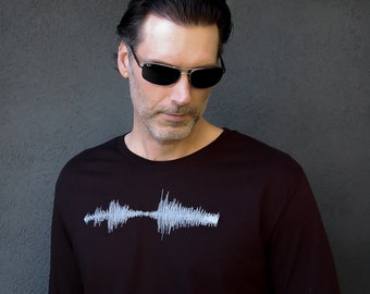 Men's Soundwave T-Shirt-American Apparel Black Mens Long Sleeve  T-shirt, gift husband son father's day by Kult Designs