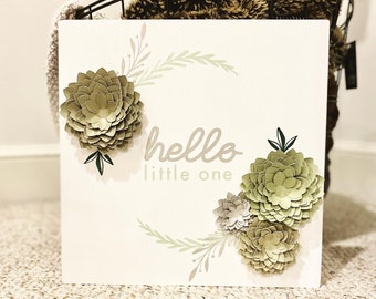 Wooden Gender Neutral Floral Paper Wall Decor