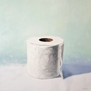 Toilet Paper Still Life Oil Painting called I Miss You (giclee print)