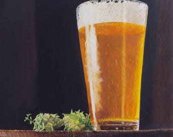 The Beer Lovers Still Life Painting (9x9" giclee print)