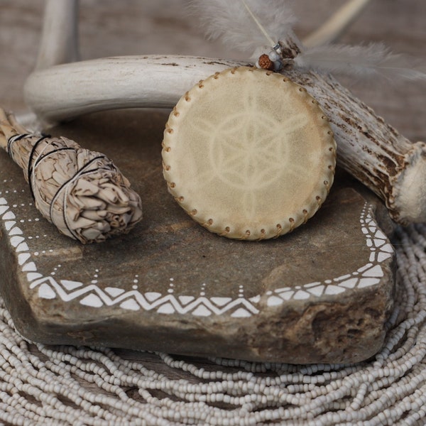 Ancient soul.:. Deer Rawhide Shaker/Hand Shaker and Feathers/Spirit Instrument/Shaman//Amulet Shaker/Palm Rattle//Medicine Shaker