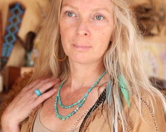 Esprit ciel .:. Collier turquoise/ Collier double rang/Chaman//Collier turquoise//Bijoux déesse//Collier tribal/turquoise