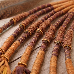 Brown and Orange Hair Wrap Long Dread Silk Cotton Bohemian Dread/Hair wrap Hair Accessories/Dreads/Hair Jewellery Accessories