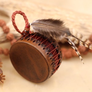 Red road .:.tiny hand shaker//deer rawhide shaker//spirit instrument/shaman//sacred tool//ceremony/women circle/medicine woman