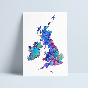 Map of UK & Ireland - blues by Niki Pilkington