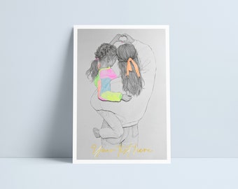 CUSTOM Personalised mother & daughter name print by Niki Pilkington / Mam a merch painting customised Welsh
