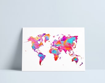 GRANDE - Mapa del mundo impreso por Niki Pilkington / arte de viaje del mapa mundial