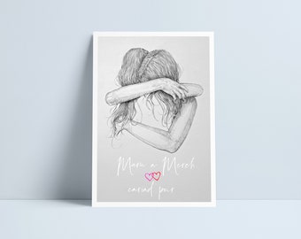 Mam a Merch cariad pur print by Niki Pilkington / Welsh Mother & Daughter art gift