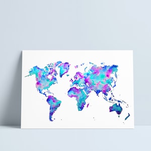 Tonos azules - World Map print por Niki Pilkington