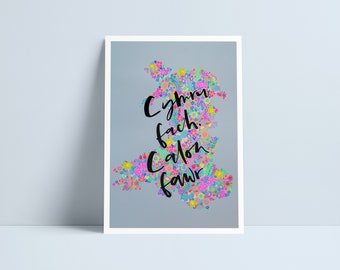 LARGE Cymru fach, calon fawr print por Niki Pilkington
