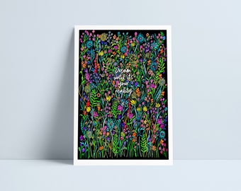 Dream until its your reality print by Niki Pilkington / Quote inspirational art flowers