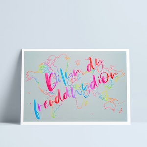GRANDE Dilyn dy freuddwydion print par Niki Pilkington / Welsh Wales art map