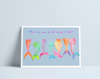LARGE Mermaids come in all shapes & sizes print by Niki Pilkington