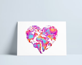 Mapa mundial del corazón GRANDE de Niki Pilkington