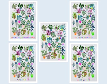 Plants Plants Plants choice of 5 designs - print by Niki Pilkington / plant lover house interior decor art