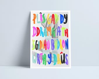Plîs gad dy ddrama a’th ‘sgidiau budron wrth y drŵs print by Niki Pilkington / Please leave your drama & dirty shoes at the door Welsh art